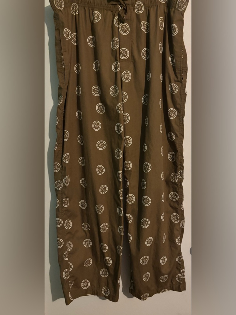 Life is‎ Good Mens Sz XL Khaki Logo Pajama Pants Drawstring Elastic Waist Cotton